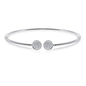 Round Shape with Double CZ Stone Silver Bracelet BRS-223